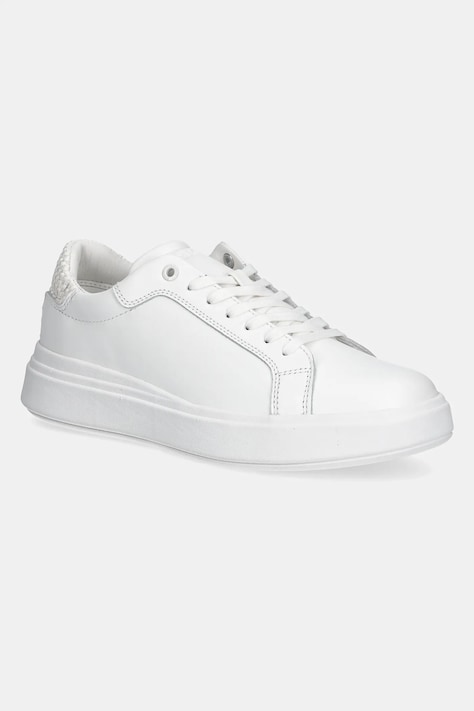 Calvin Klein sneakers LOW TOP LACE UP WOVEN culoarea alb, HM0HM01659