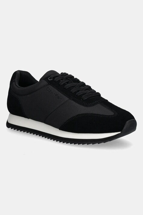 Tenisky Calvin Klein LOW TOP LACE UP MIX čierna farba, HM0HM01667