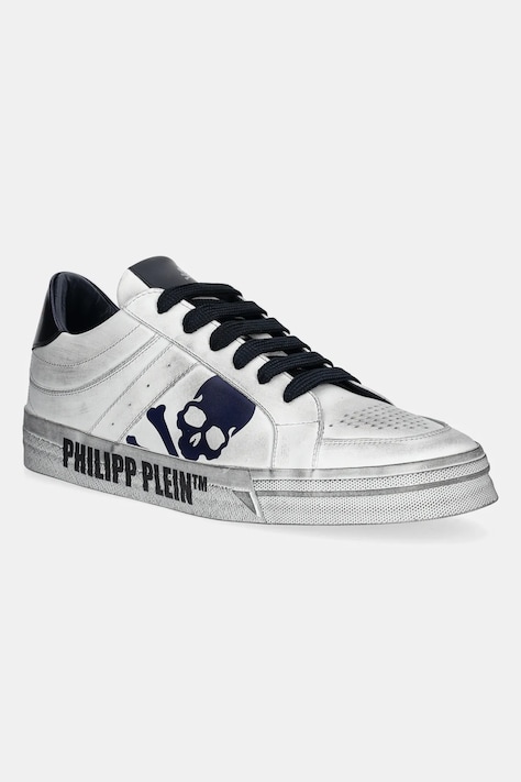 Kožené tenisky Philipp Plein Lo-Top Retrokickz TM biela farba, USC0634 PLE005N 0114