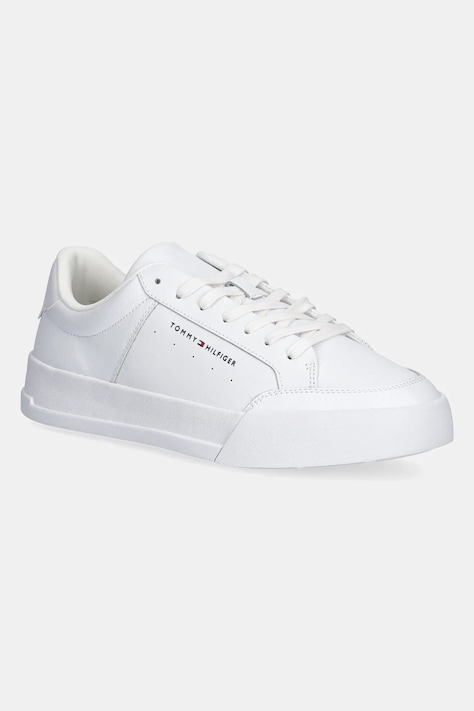 Tommy Hilfiger sneakers TH COURT MIX LTH culoarea alb, FM0FM05489