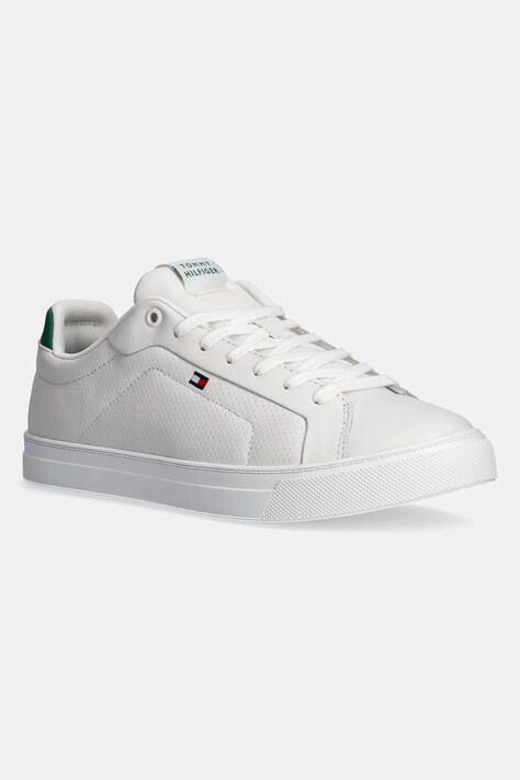 Kožené sneakers boty Tommy Hilfiger ICON COURT PINPERF LTH bílá barva, FM0FM05483