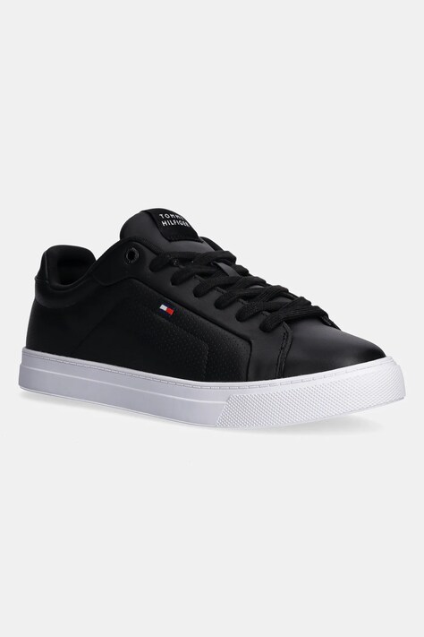 Tommy Hilfiger sneakersy skórzane ICON COURT PINPERF LTH kolor czarny FM0FM05483