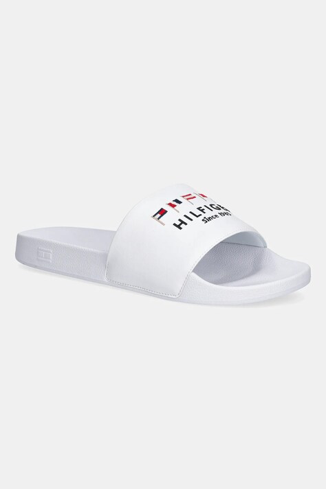 Pantofle Tommy Hilfiger HILFIGER FLAGS POOL SLIDE pánské, bílá barva, FM0FM05431