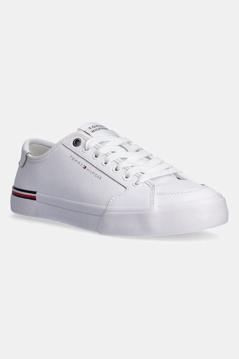 Kožené sneakers boty Tommy Hilfiger CORE CORPORATE VULC LEATHER bílá barva, FM0FM05399
