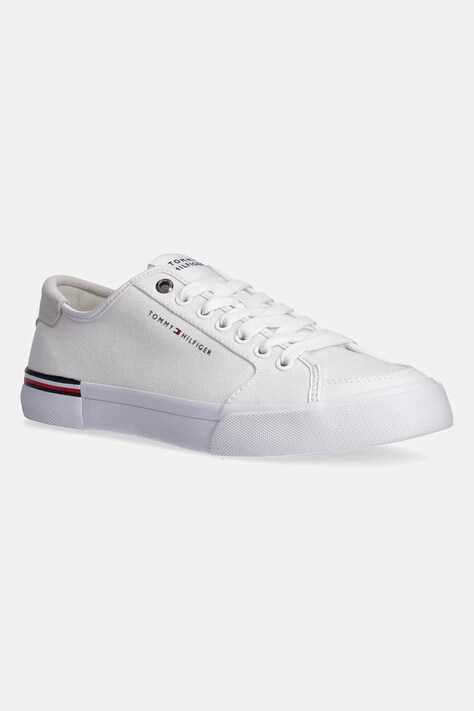Sneakers boty Tommy Hilfiger CORE CORPORATE VULC CANVAS bílá barva, FM0FM05398
