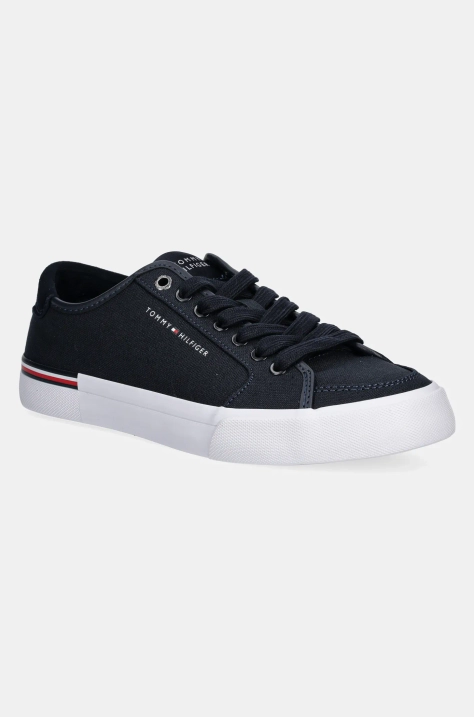 Tommy Hilfiger sneakers CORE CORPORATE VULC CANVAS colore blu navy FM0FM05398