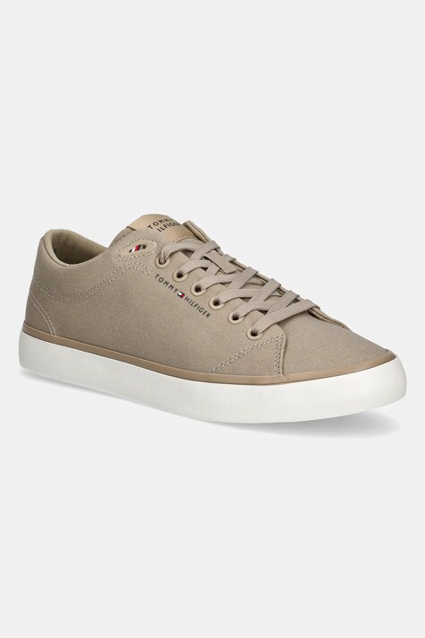 Tommy Hilfiger tenisi TH HI VULC LOW CORE CANVAS culoarea bej, FM0FM05396