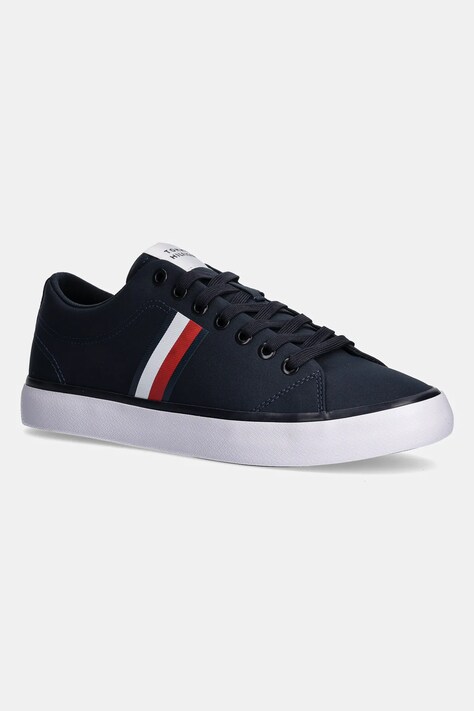 Tommy Hilfiger tenisi TH HI VULC LOW CORE STRIPES MESH barbati, culoarea albastru marin, FM0FM05393