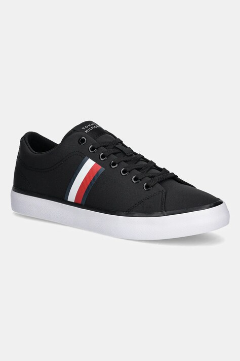 Кеды Tommy Hilfiger TH HI VULC LOW CORE STRIPES MESH мужские цвет чёрный FM0FM05393