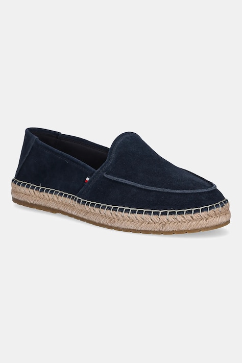 Tommy Hilfiger espadryle zamszowe HILFIGER FLEX ESPA SUEDE LOAFER kolor granatowy FM0FM05392