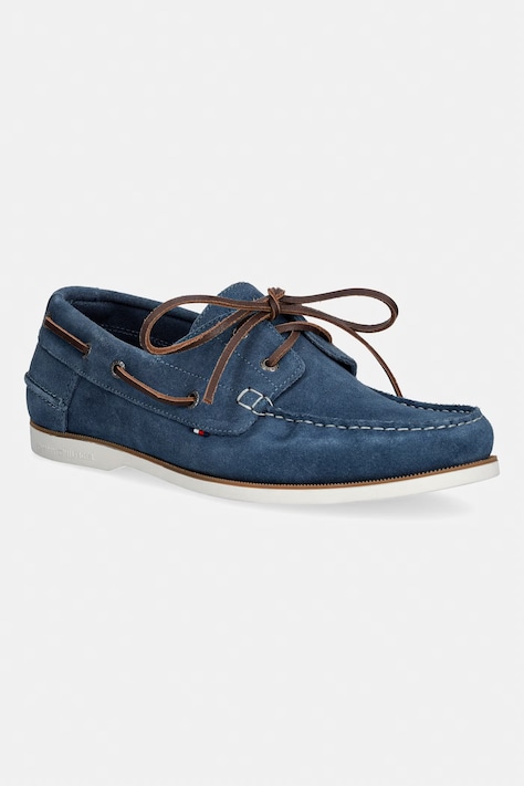 Tommy Hilfiger mokasyny męskie zamszowe TH BOAT SHOE CORE SUEDE niebieskie FM0FM05387