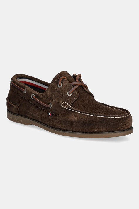 Tommy Hilfiger mocasini din piele intoarsa TH BOAT SHOE CORE SUEDE barbati, culoarea maro, FM0FM05387