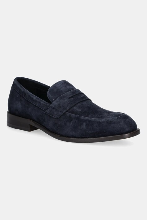 BOSS mocasini din piele întoarsă Limber bărbați, culoarea bleumarin, 50541729