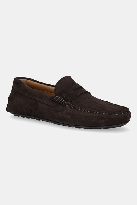 BOSS mocasini din piele întoarsă Noel bărbați, culoarea maro, 50541750