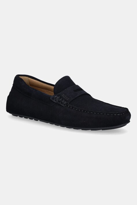 BOSS mocasini din piele intoarsa Noel barbati, culoarea albastru marin, 50541750