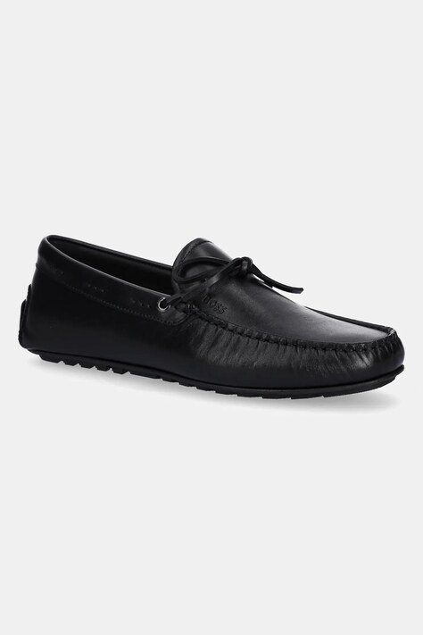 BOSS mocasini de piele Noel barbati, culoarea negru, 50541771