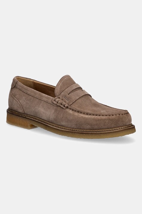 BOSS mocasini din piele intoarsa Kope barbati, culoarea maro, 50541772