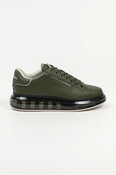 Karl Lagerfeld sneakers din piele KAPRI barbati, culoarea verde, KL52627