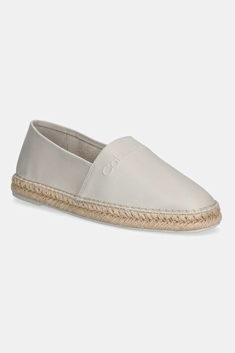 Calvin Klein espadryle skórzane ESPADRILLE LTH kolor szary HM0HM01882