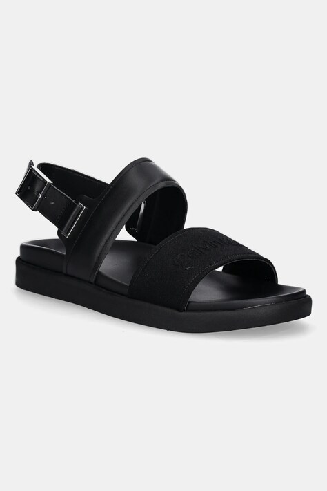 Sandály Calvin Klein BACK STRAP W/ BUCKLE LOGO pánské, černá barva, HM0HM01742