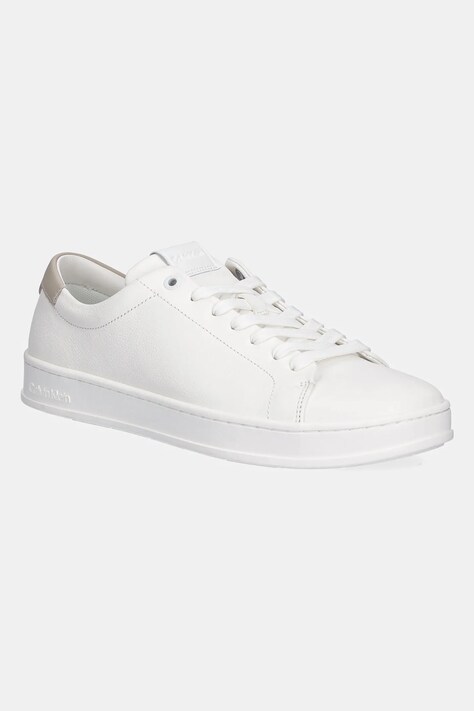 Calvin Klein sneakersy skórzane LOW TOP LACE UP NU kolor biały HM0HM01758