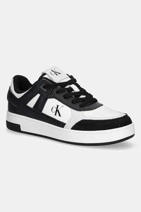 Topánky Calvin Klein Jeans BASKET CUP LOW LACEUP LTH MIX pánske, čierna farba, YM0YM01308