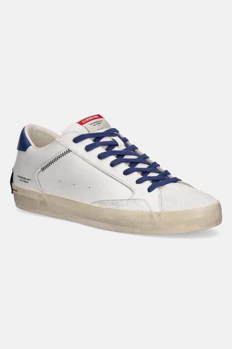 Crime London sneakers din piele DISTRESSED barbati, culoarea alb, 14000PP7