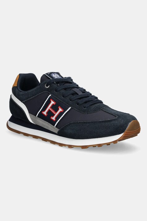 Hackett London sneakers din piele HENDFOR PATCH bărbați, culoarea bleumarin, HMS21452