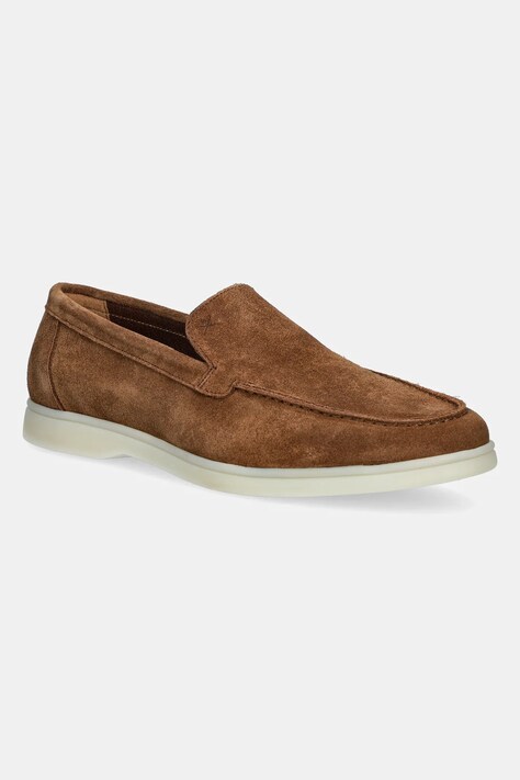 Hackett London mocasini din piele intoarsa MARTIN SOFT barbati, culoarea maro, HMS21473