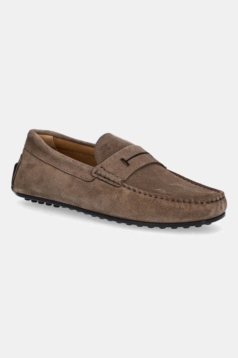 Hackett London mocasini din piele întoarsă DRIVER LOAFER culoarea maro, HMS21485