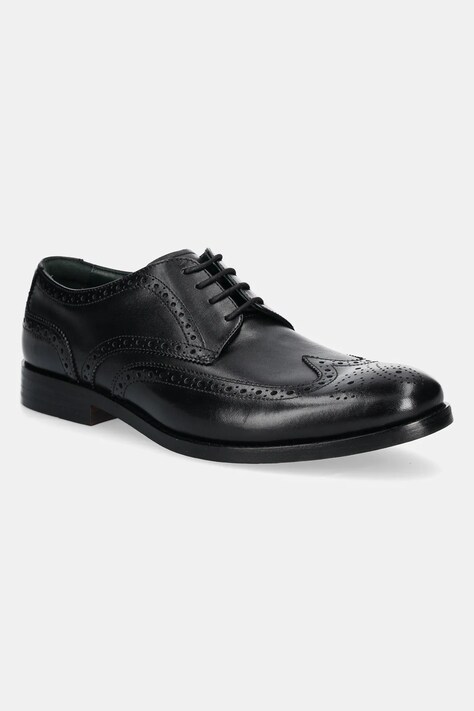 Clarks Originals leather shoes CraftJames Tip men's black color 26178562