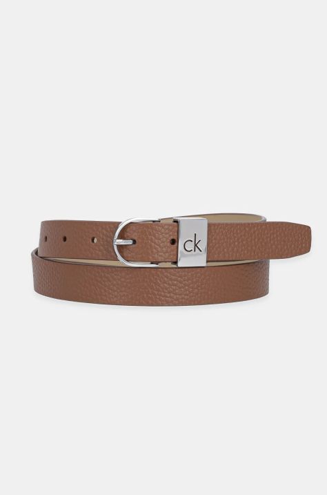 Kožený pásek Calvin Klein dámský, hnědá barva, K60K612856