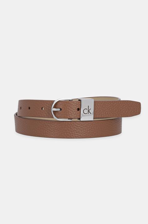 Kožený opasok Calvin Klein dámsky, hnedá farba, K60K612856