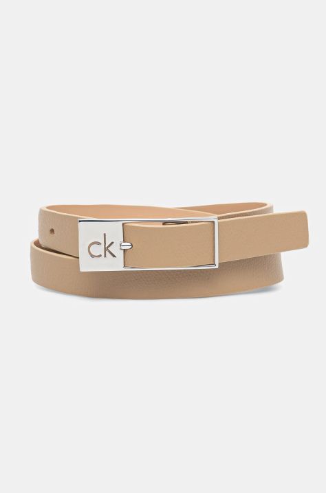 Шкіряний ремінь Calvin Klein жіночий колір бежевий K60K612864