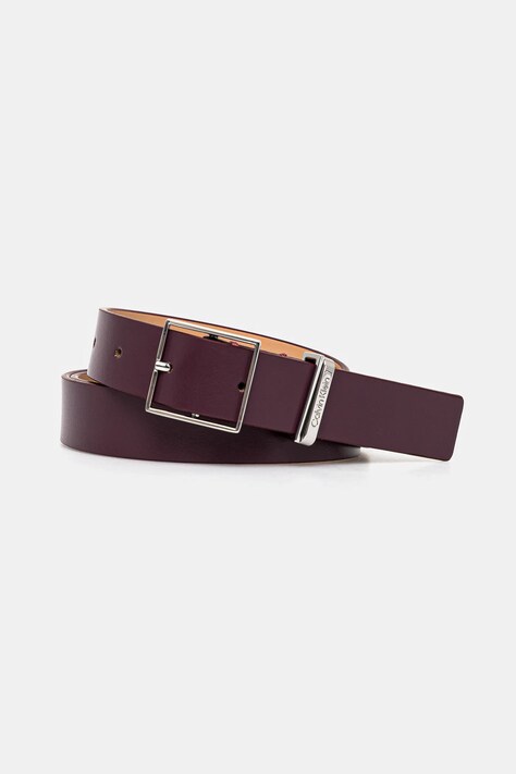 Kožený opasok Calvin Klein dámsky, fialová farba, K60K612866