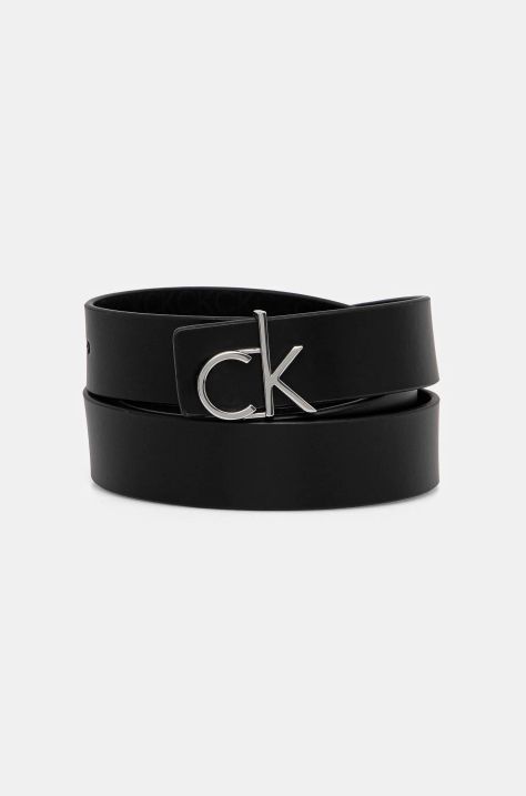 Δερμάτινη ζώνη Calvin Klein χρώμα: μαύρο, K60K613074