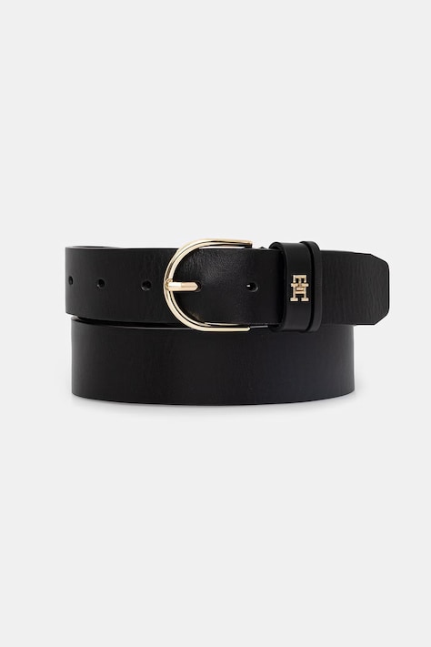 Kožený opasok Tommy Hilfiger čierna farba, AW0AW16837