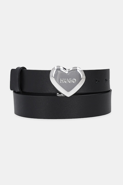 HUGO curea de piele femei, culoarea negru, 50529597