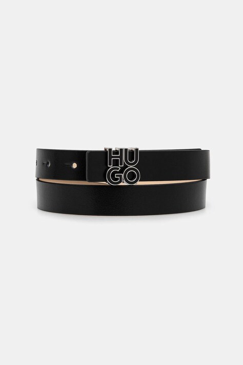 HUGO curea de piele femei, culoarea negru, 50529613