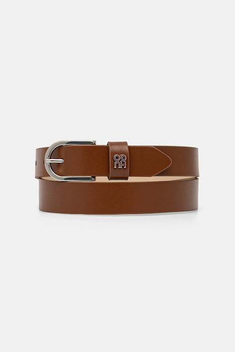 Usnjen pas HUGO ženski, rjava barva, 50536866