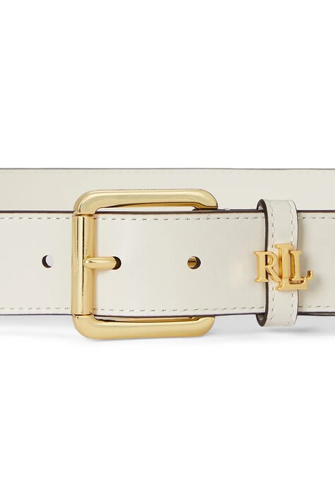 Lauren Ralph Lauren pasek skórzany damski kolor beżowy 412968765