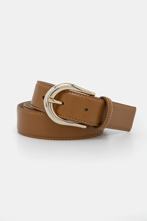 BOSS curea de piele femei, culoarea bej, 50536887