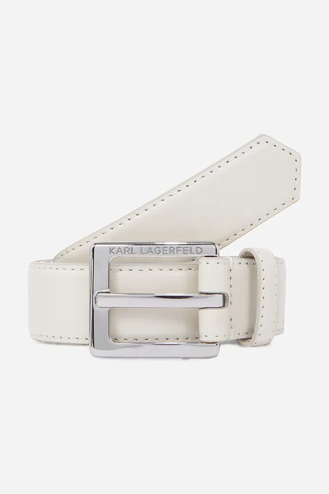 Karl Lagerfeld curea de piele femei, culoarea alb, A1W33147