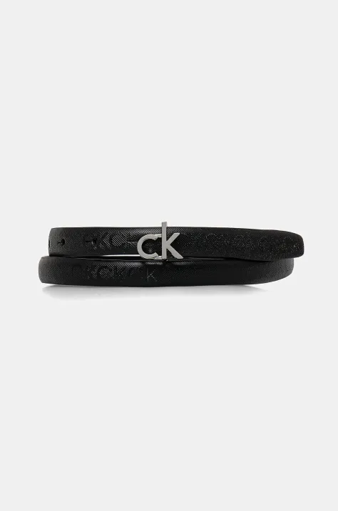 Kožený opasok Calvin Klein dámsky, čierna farba, K60K612933