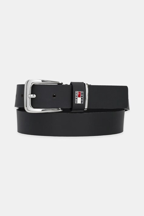 Kožený opasok Tommy Jeans dámsky, čierna farba, AW0AW17317
