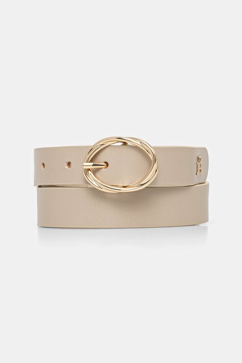 Tommy Hilfiger curea de piele femei, culoarea bej, AW0AW17251