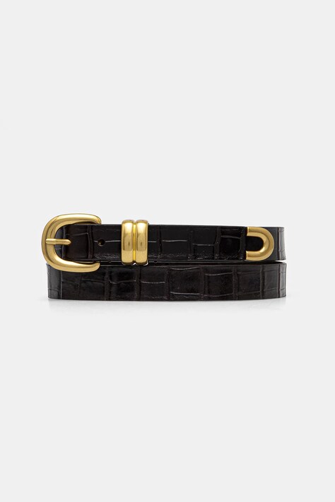 By Malene Birger curea de piele ZOILO femei, culoarea negru, 103381