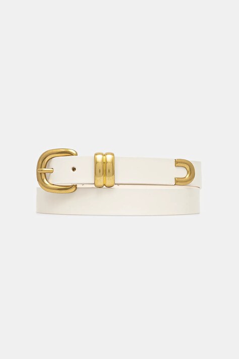 By Malene Birger curea de piele ZOILO femei, culoarea alb, 103382