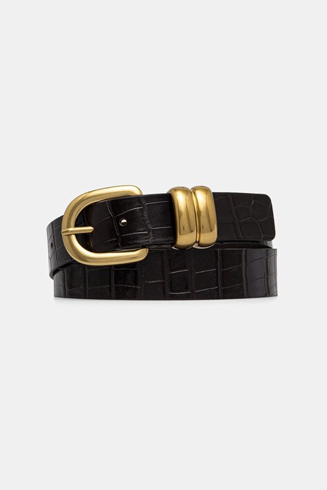 By Malene Birger curea de piele ZOIRA femei, culoarea negru, 103385
