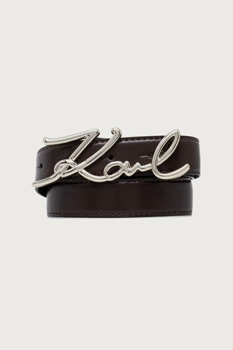 Karl Lagerfeld Pasek damski skórzany K/SIGNATURE brązowy A1W33205